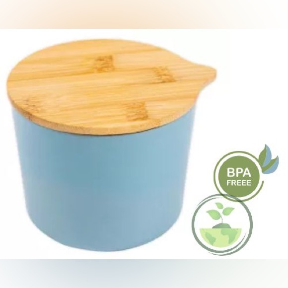 🆕 Set of 3 Kitchen Bamboo Canisters, 16 oz, Light Blue Gray - Picture 2 of 7